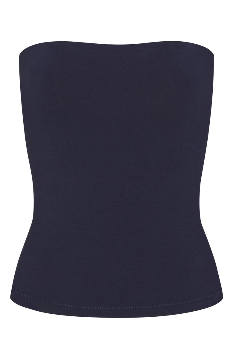SKIMS Stretch Cotton Jersey Tube Top, Alternate, color, Navy