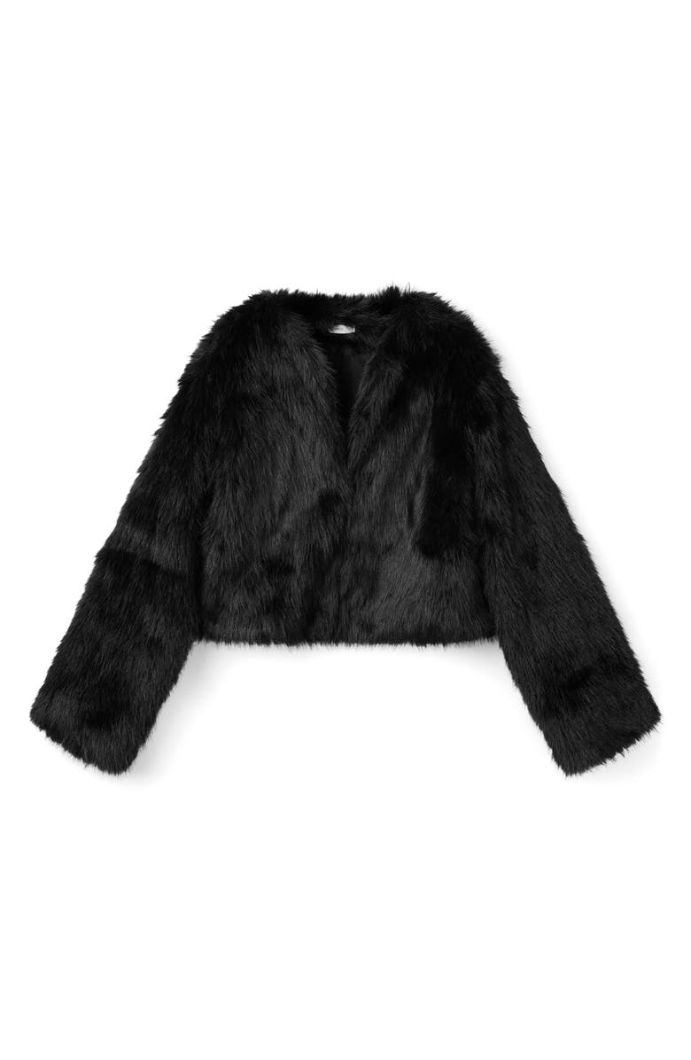 MANGO TEEN Crop Faux Fur Coat, Alternate, color, 