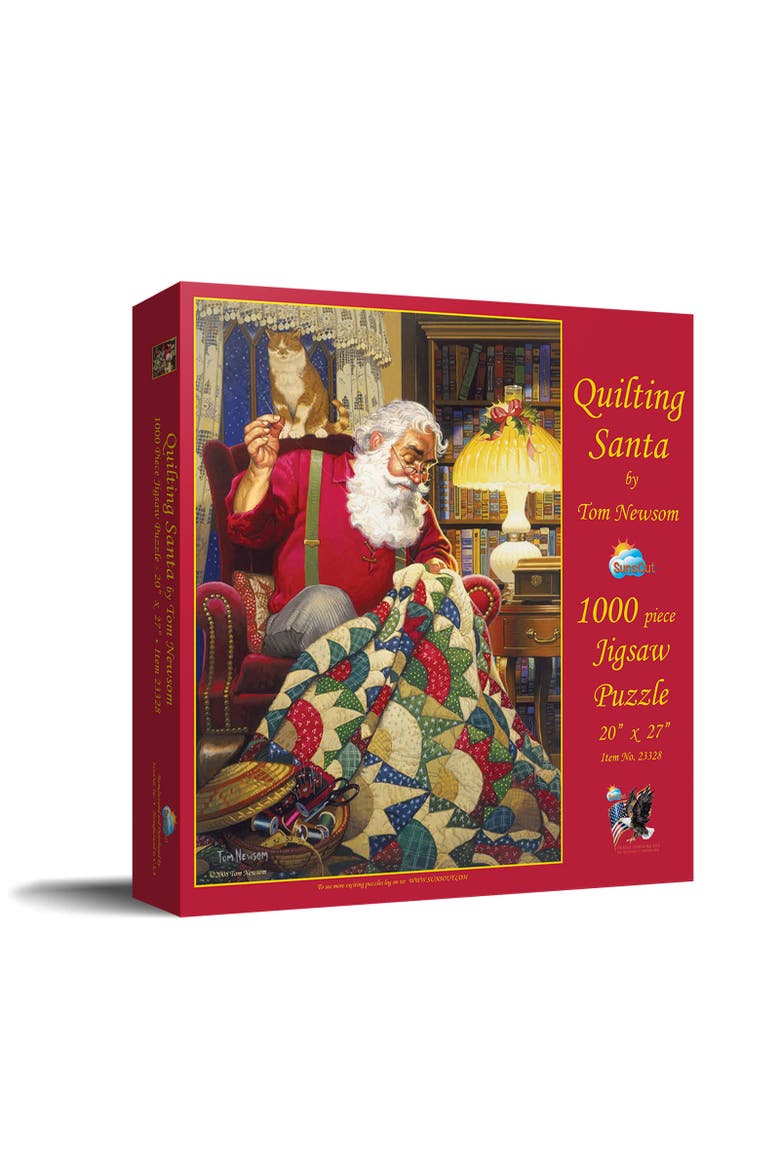 Quilting Santa 1000 piece Jigsaw Puzzle for Adults, Main, color, Multicolor