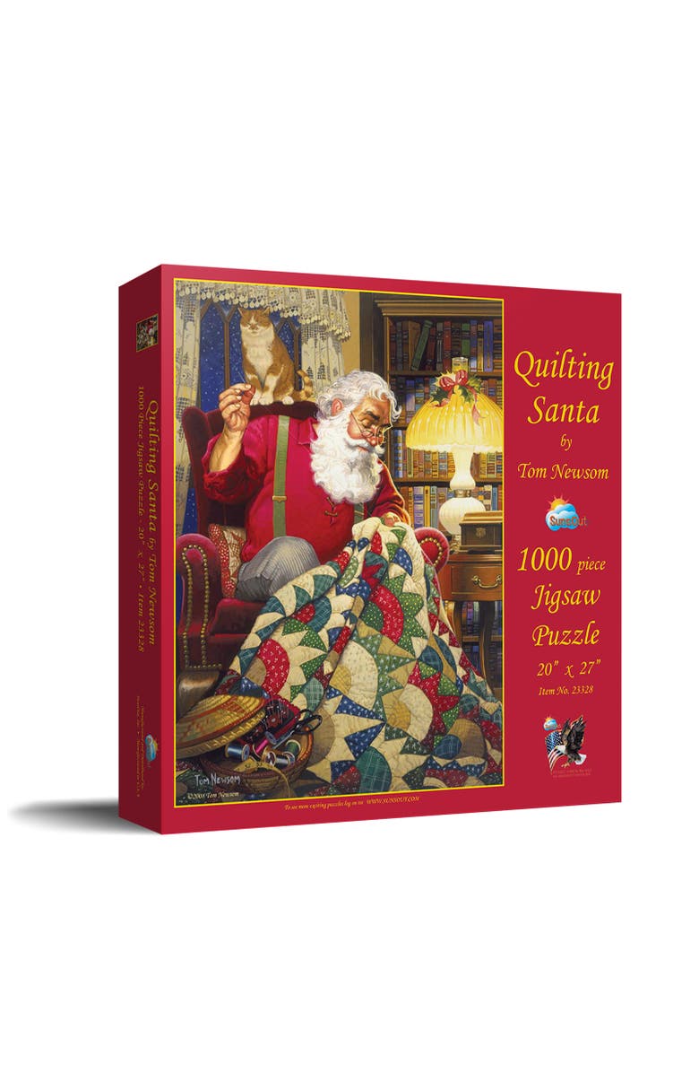 Sunsout Quilting Santa 1000 piece Jigsaw Puzzle for Adults, Main, color, Multicolor