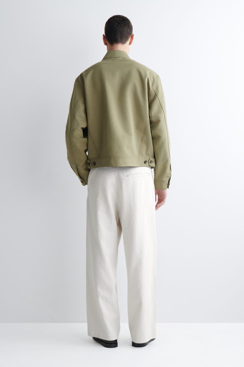 Pleated Wide-Leg Denim Pants, Alternate, color, NATURAL WHITE