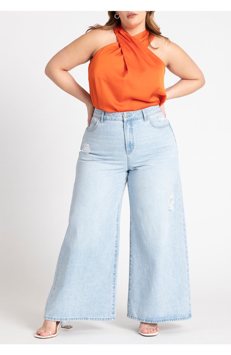 ELOQUII Halter Neck Top, Alternate, color, Firecracker