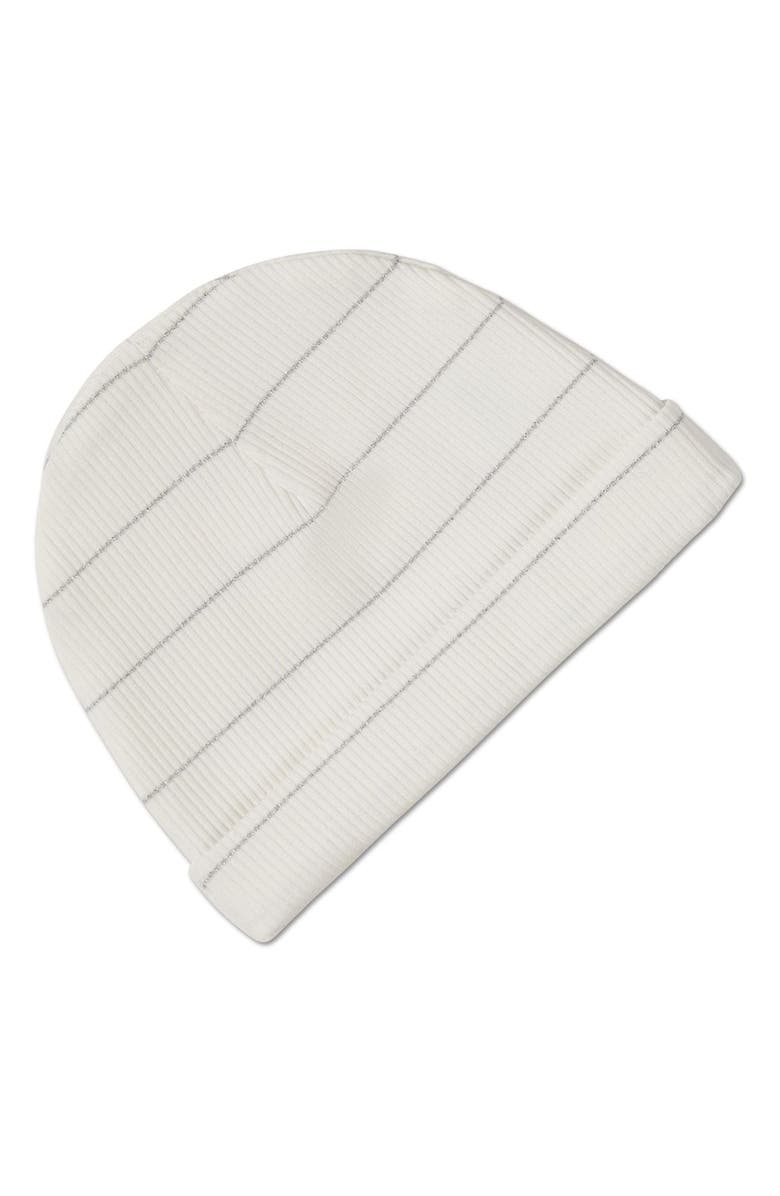 MiniMoi 3 Piece Unisex Baby Ribbed Shimmer Stripe Footie Set, Alternate, color, White