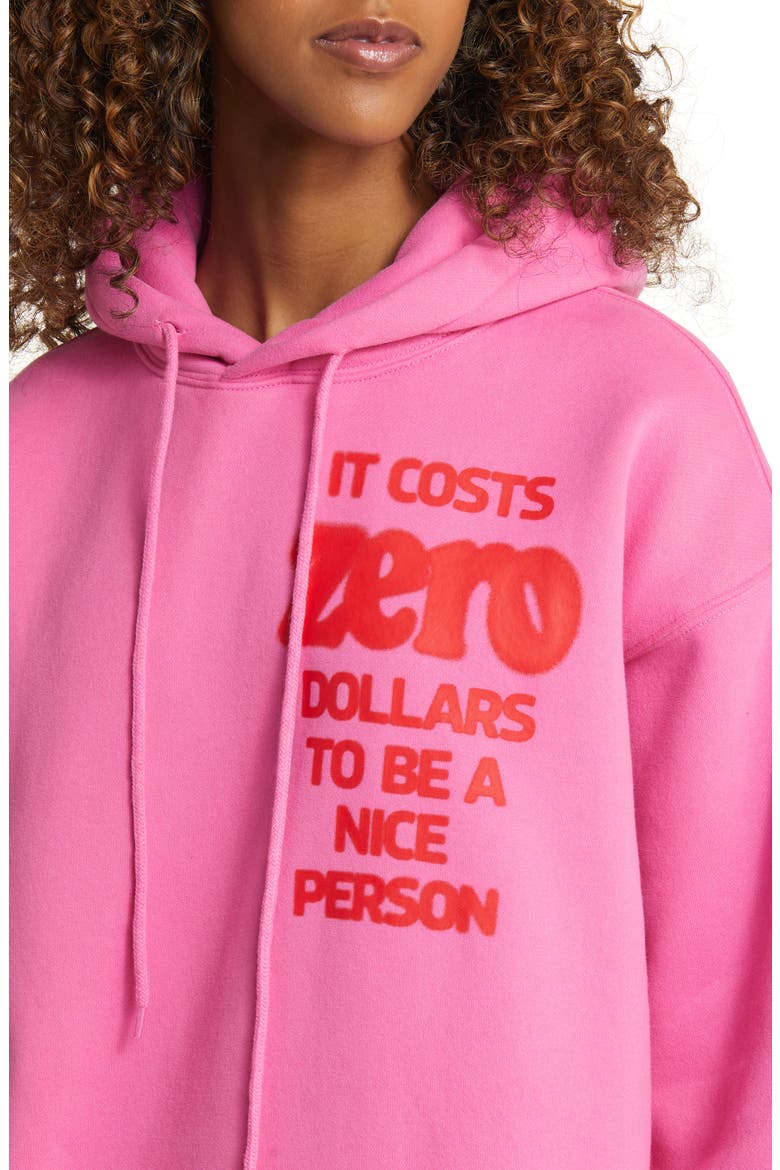 It Costs Zero Graphic Hoodie, Alternate, color, PINK