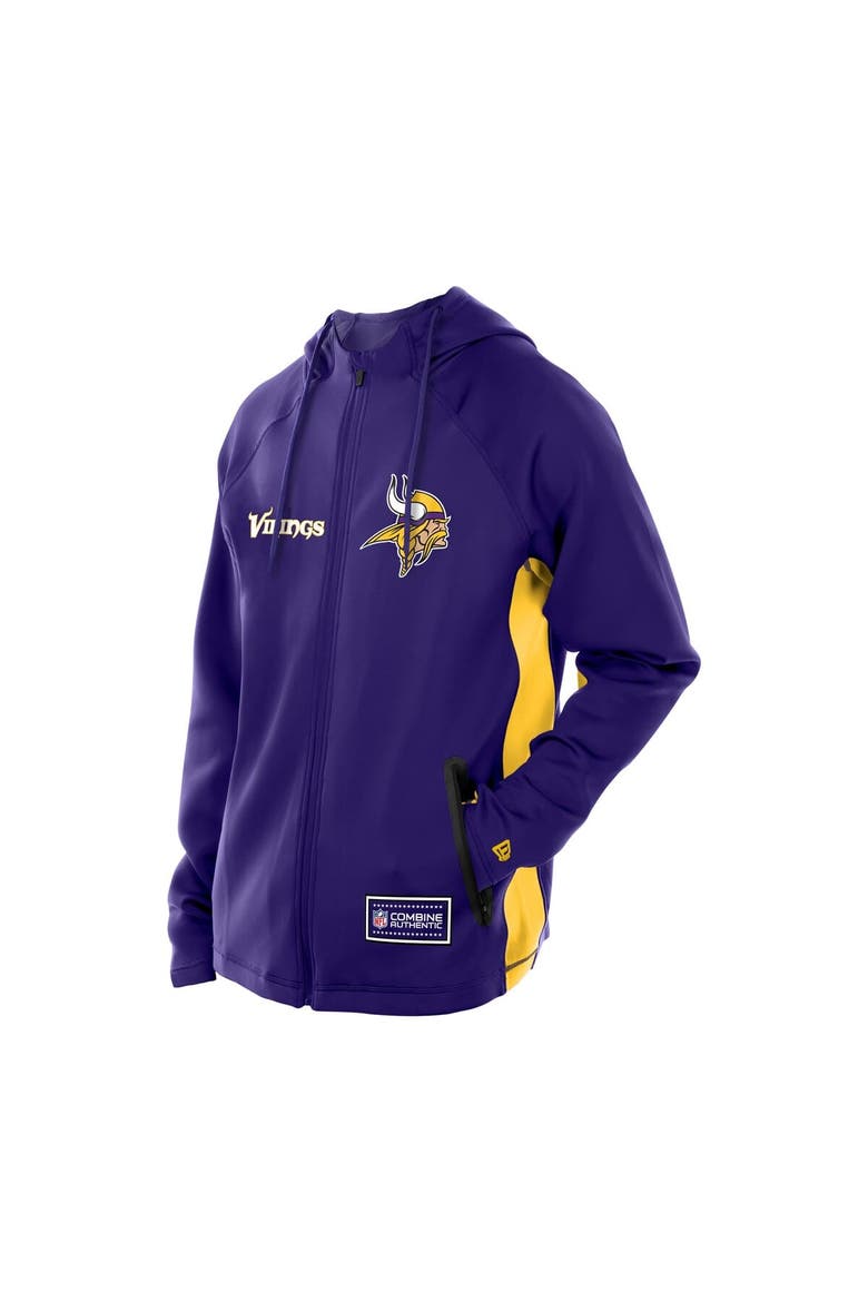 Men's New Era  Purple Minnesota Vikings Combine Authentic Raglan Scuba Full-Zip Hoodie, Alternate, color, Purple