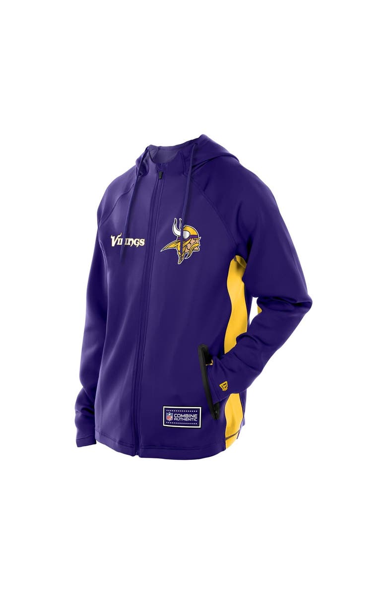 New Era Men's New Era Purple Minnesota Vikings Combine Authentic Raglan Scuba Full-Zip Hoodie, Alternate, color, Purple