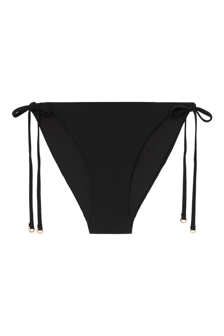 Riah Side Tie Bikini Bottoms, Alternate, color, BLACK