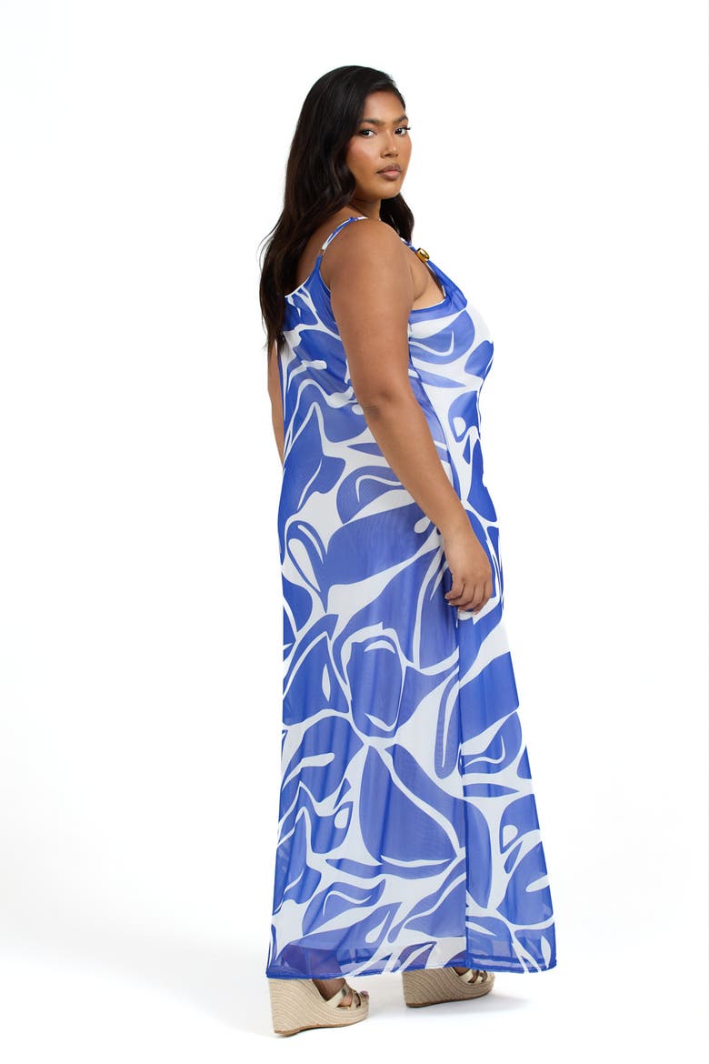 Elegant Patterned Maxi Dress, Alternate, color, Blue