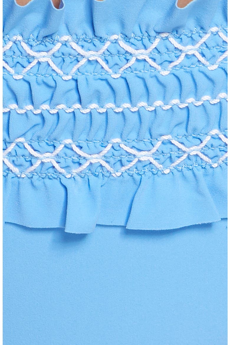Costa Smocked Hipster Bikini Bottoms (Nordstrom Exclusive), Alternate, color, BLUE DUSK / WHITE