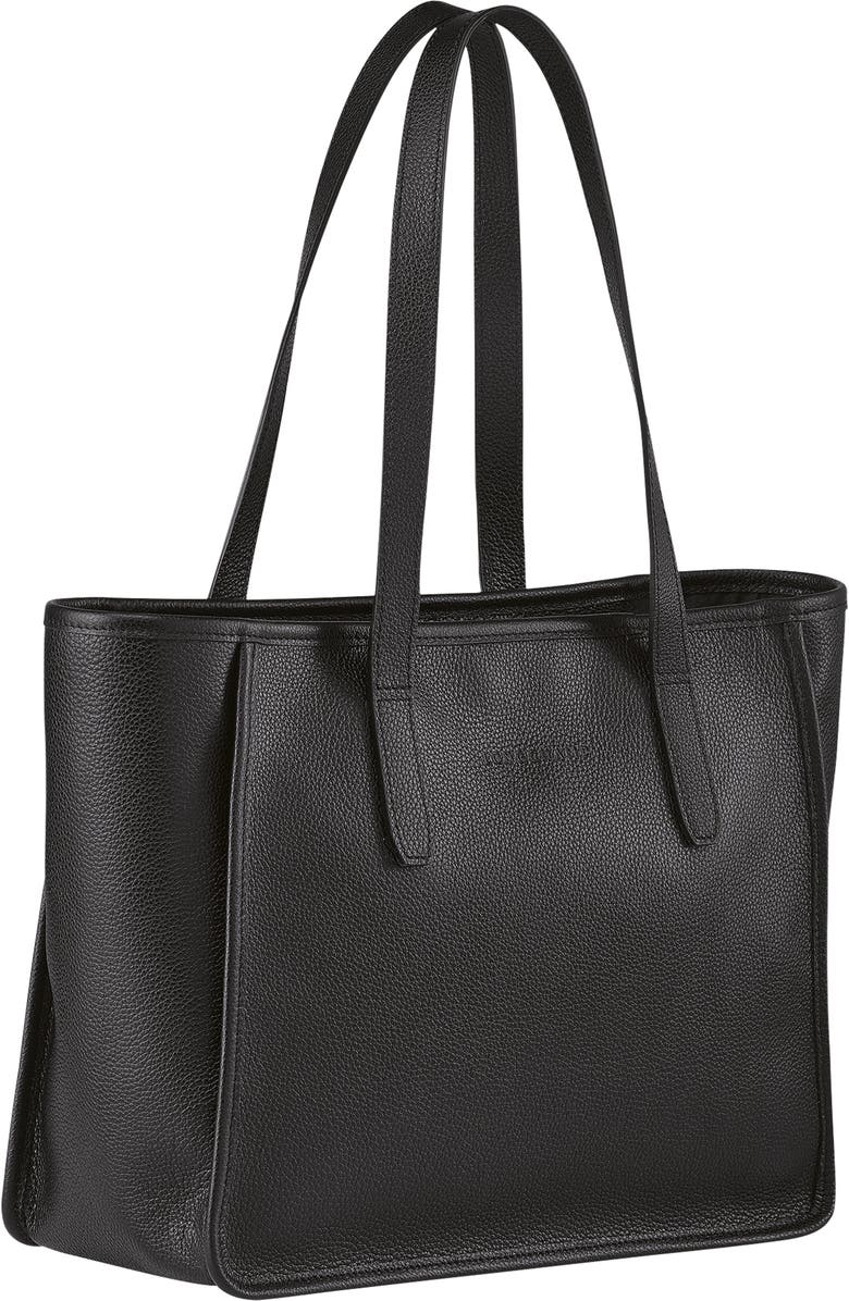 Longchamp Le Foulonné Leather Shoulder Tote, Alternate, color, Black