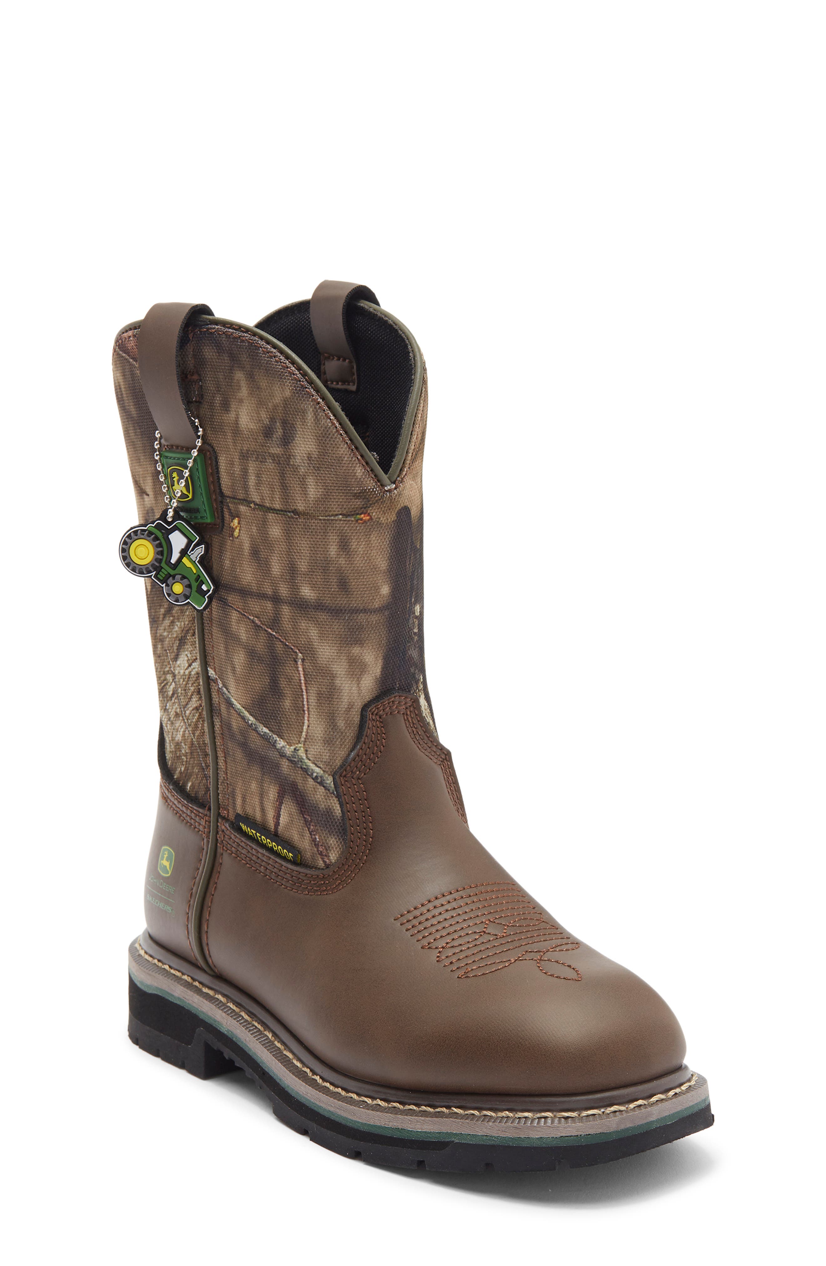 SKECHERS Kids
 x John Deere Rowood Moss Canyon Waterproof Work Boot, Main, color, Camo