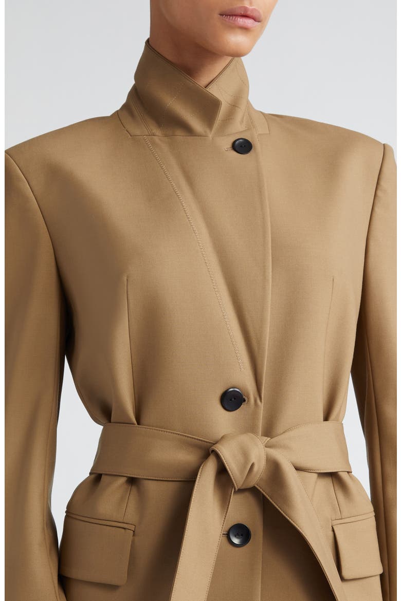 Belted Stretch Wool Blazer, Alternate, color, TOFFEE