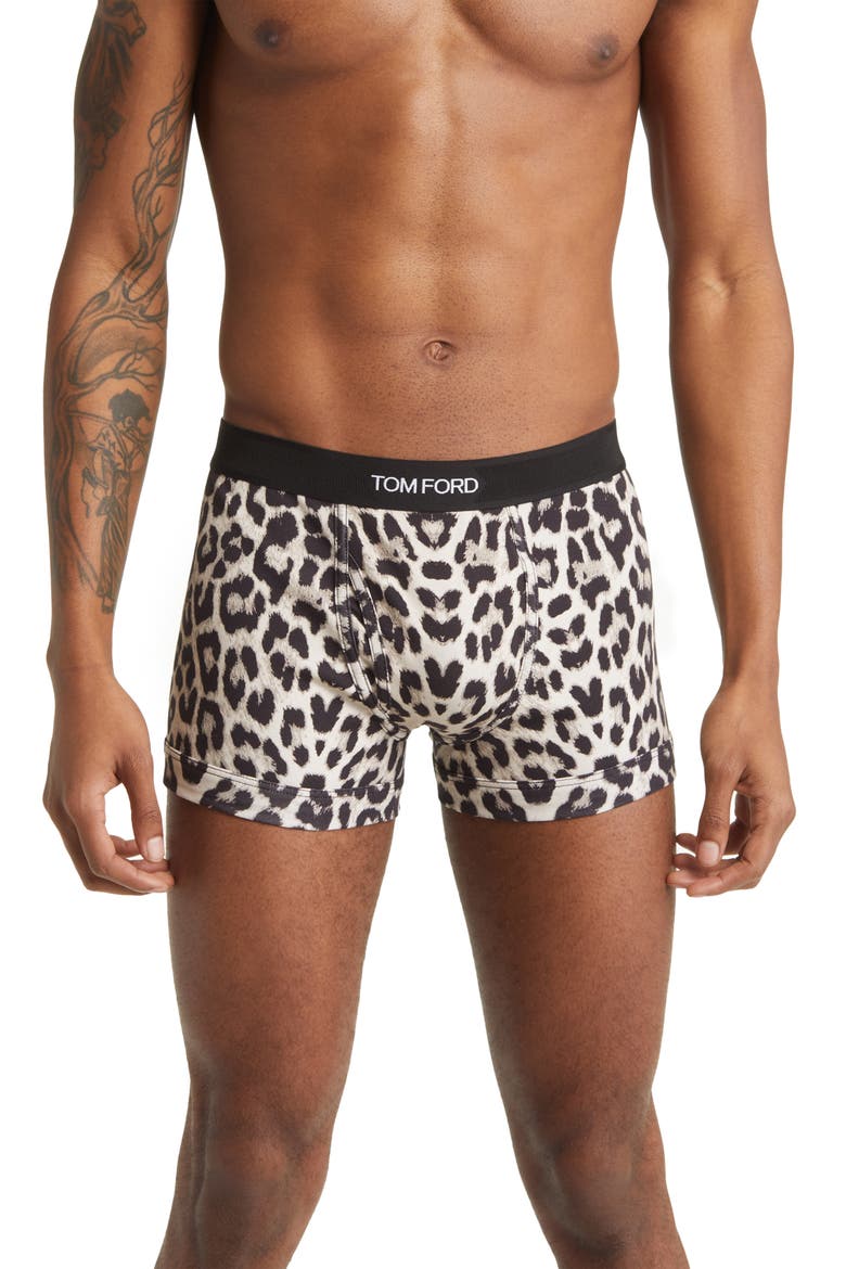 Snow Leopard Print Boxer Briefs, Main, color, SNOW LEOPARD