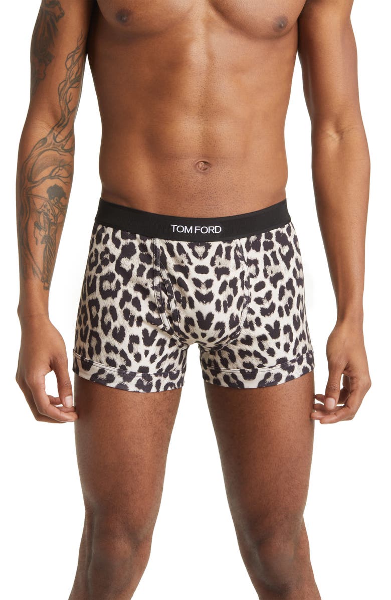 TOM FORD Snow Leopard Print Boxer Briefs, Main, color, Snow Leopard