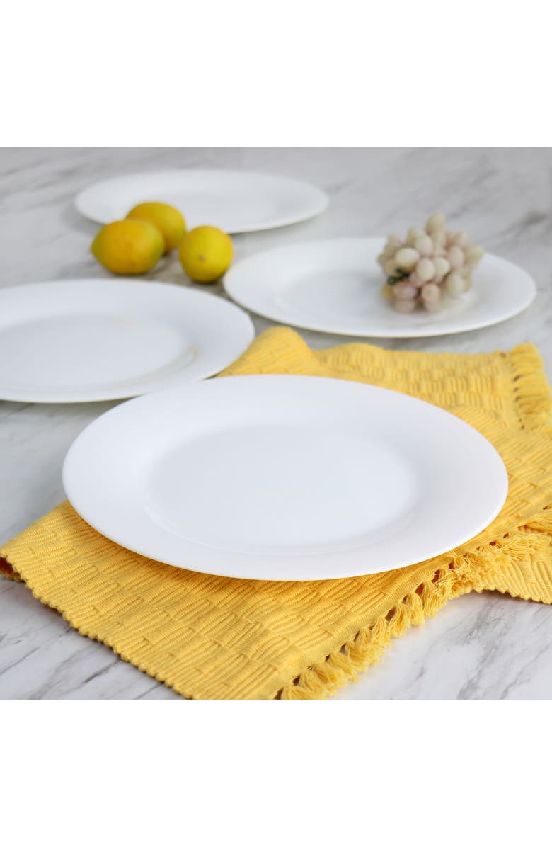 Gibson Ultra Ultra Farthington 4 Piece Tempe Opal Glass Dinner Plate Set, Alternate, color, White