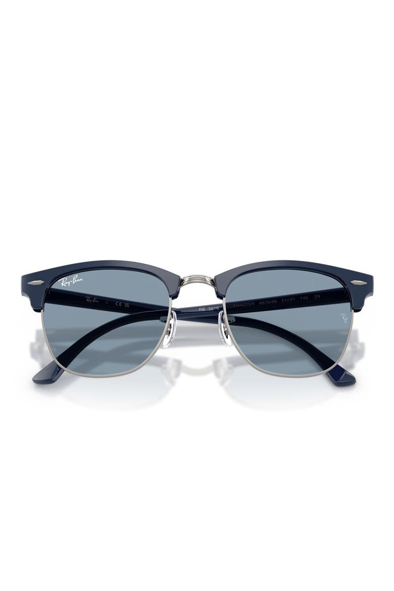 Clubmaster 51mm Square Sunglasses, Alternate, color, BLU ON GUNMETAL / BLUE