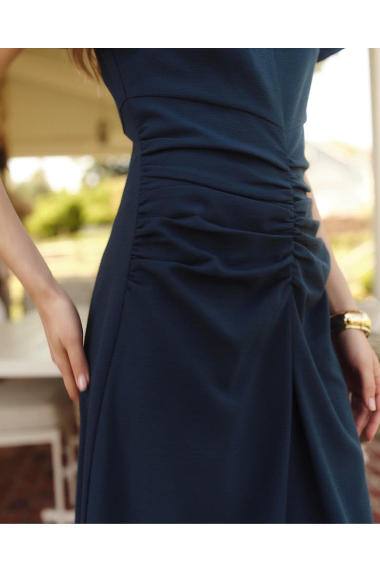 Tanya Crepe Midi Dress, Alternate, color, Deep Teal