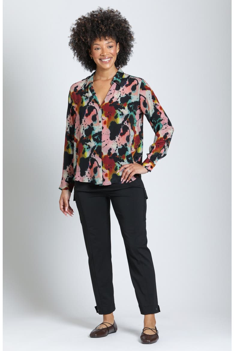 Print Roll Tab Sleeve Button-Up Shirt, Alternate, color, CANYON CLAY MULTI