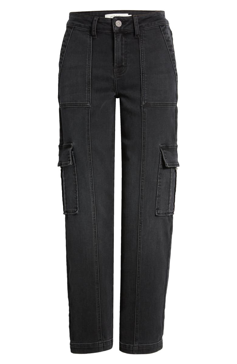HIDDEN JEANS Straight Leg Cargo Jeans, Alternate, color, Black