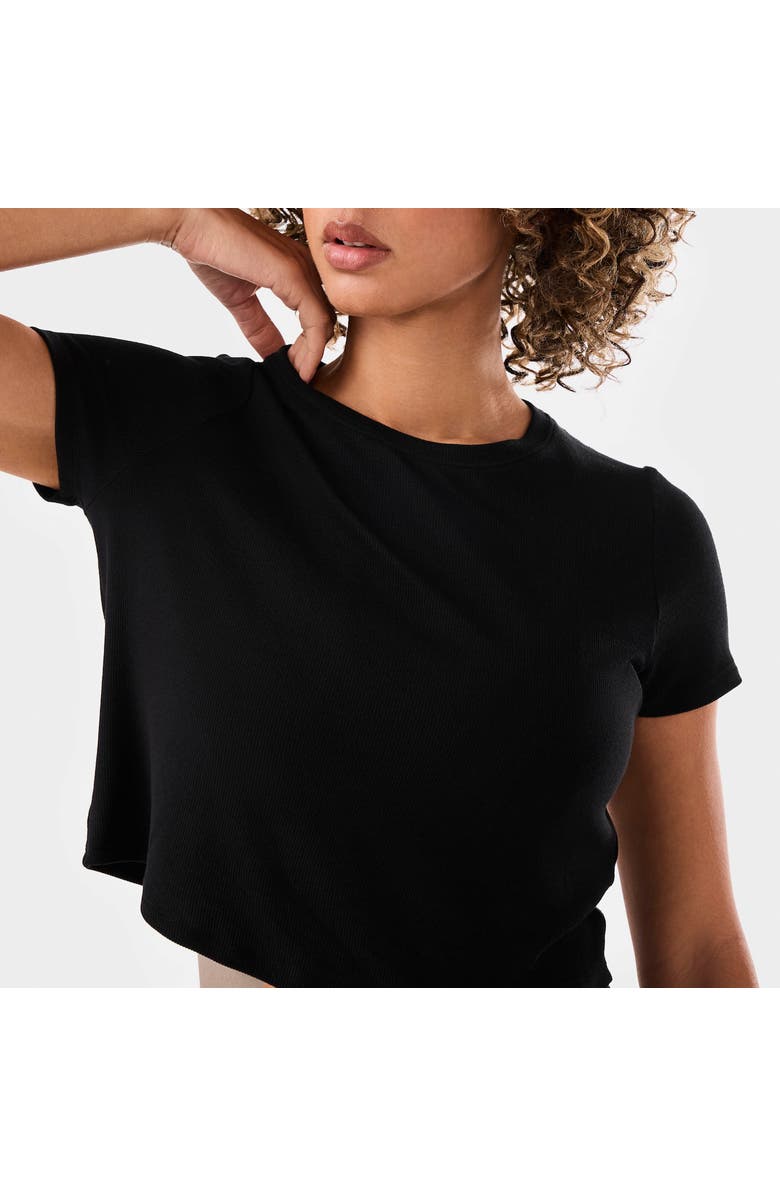 Tavi Ribbed Tee, Alternate, color, Ebony