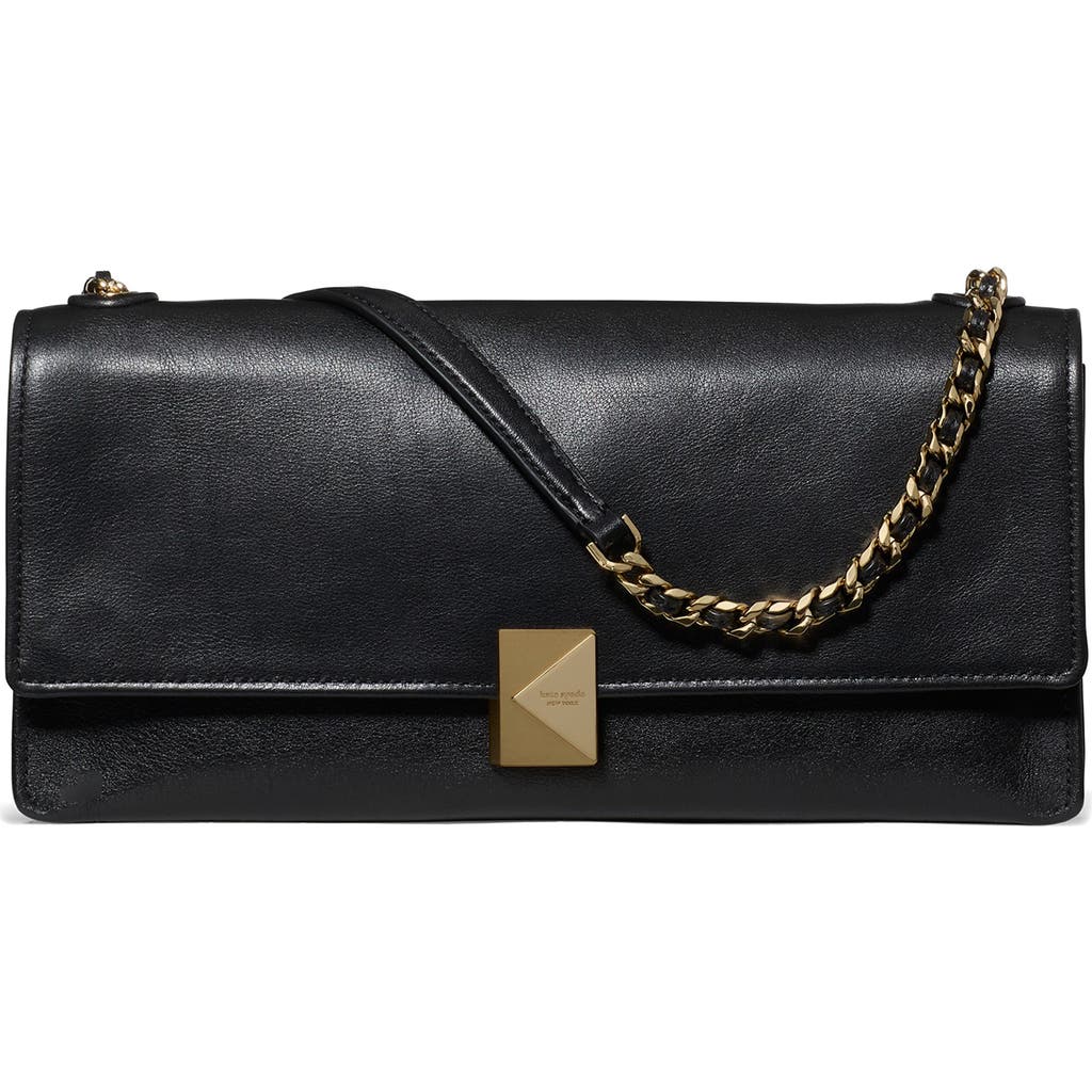 Kate Spade New York Deco Fine Grain Leather Convertible Chain Shoulder Bag In Black