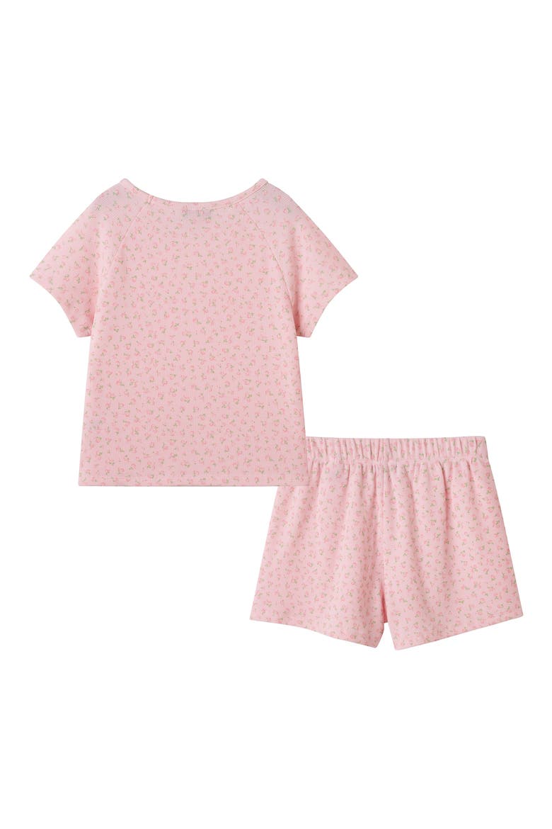Kids' Print Waffle Knit Two-Piece Pajamas, Alternate, color, PINK