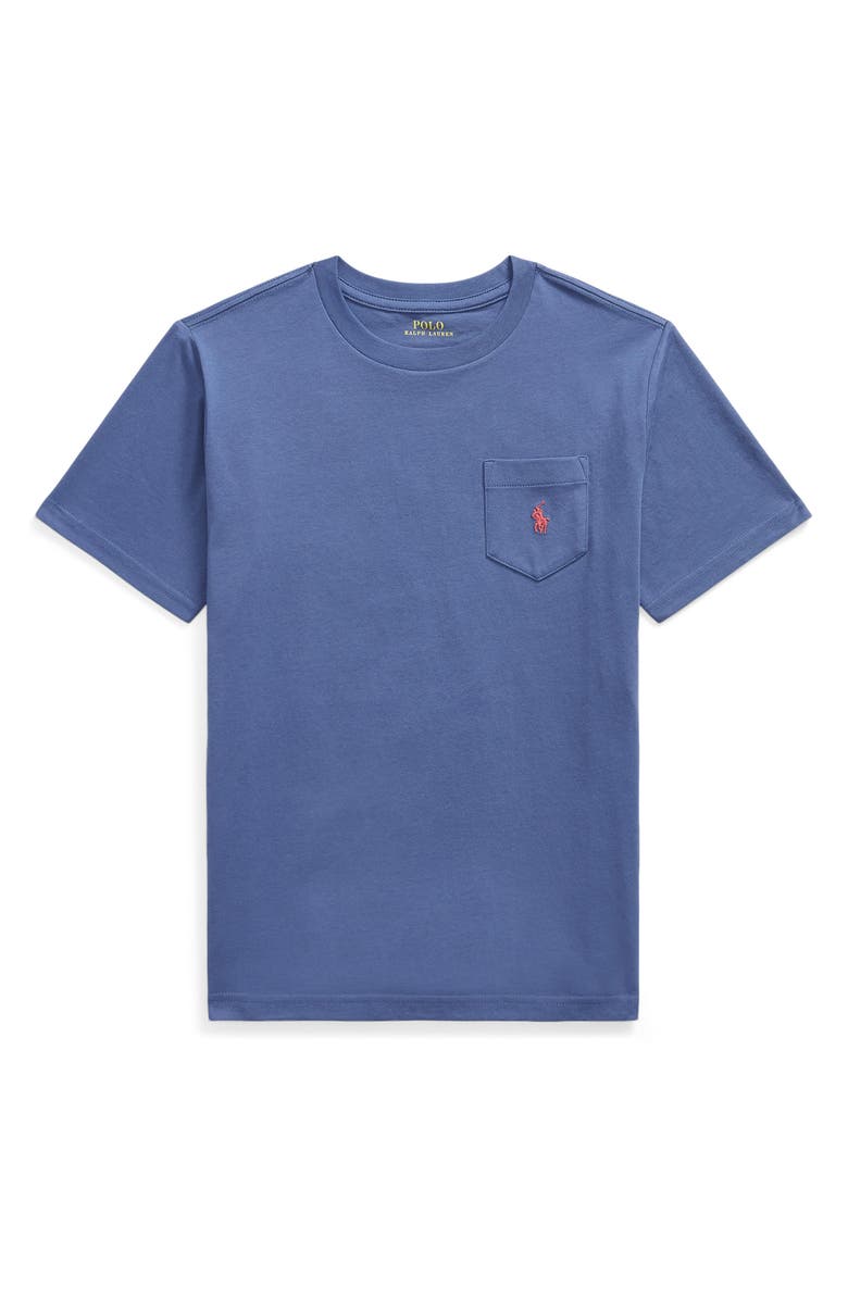 Polo Ralph Lauren Kids' Solid Cotton Pocket T-Shirt, Main, color, Blue Heaven