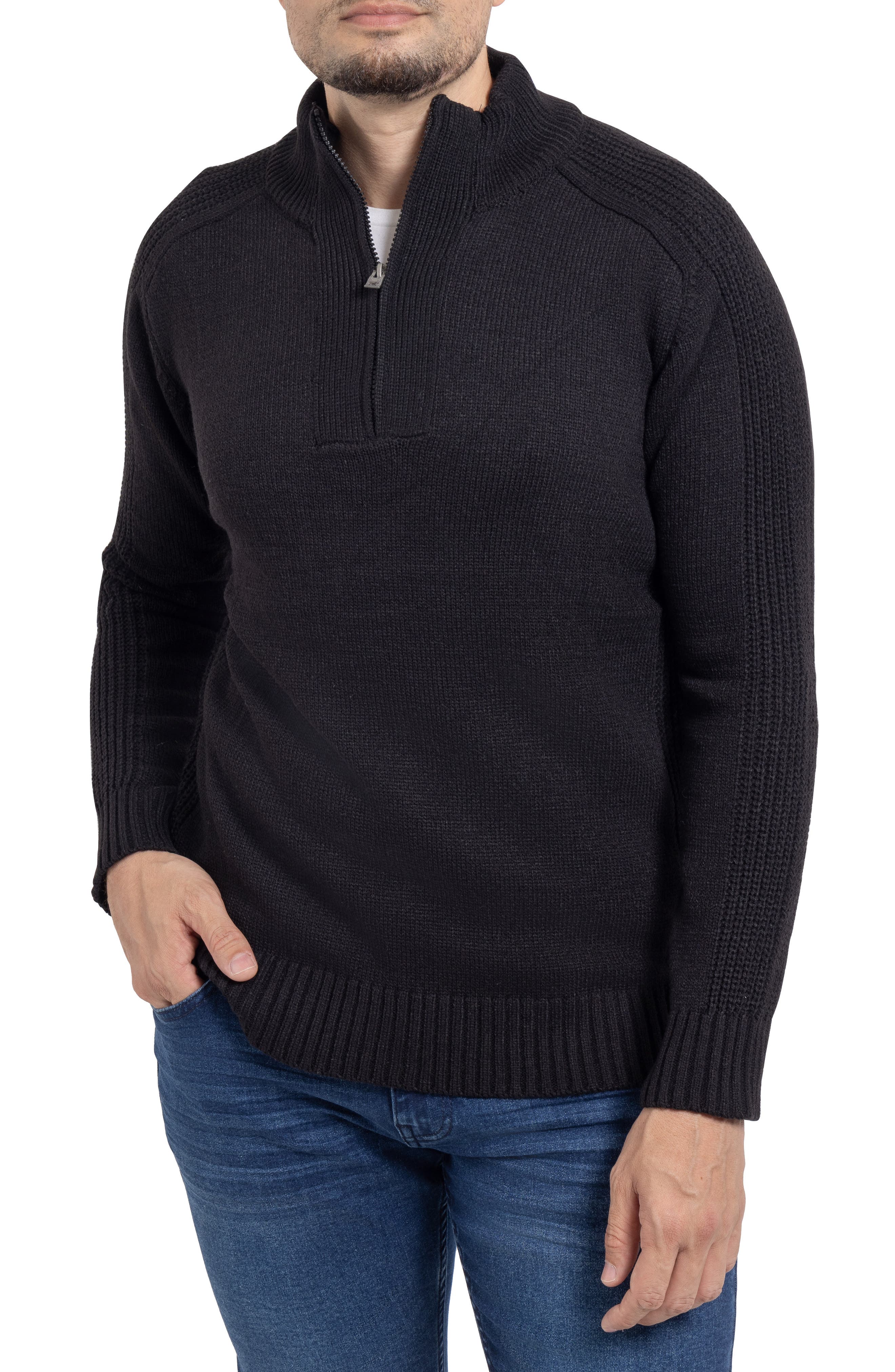 XRAY Quarter Zip Marble Knit Sweater