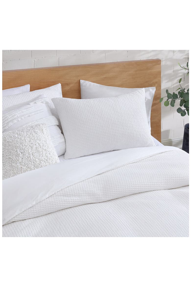 Modern Waffle Cotton Duvet & Sham Set, Alternate, color, WHITE