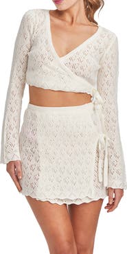 Capittana Kaia Openwork Crochet Cover-Up Miniskirt