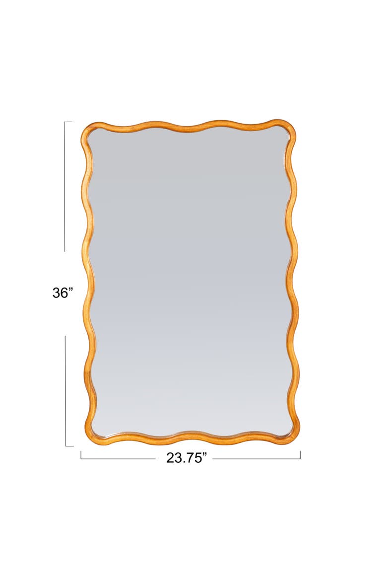 Wavy Mirror with Scalloped Frame, Alternate, color, Natural