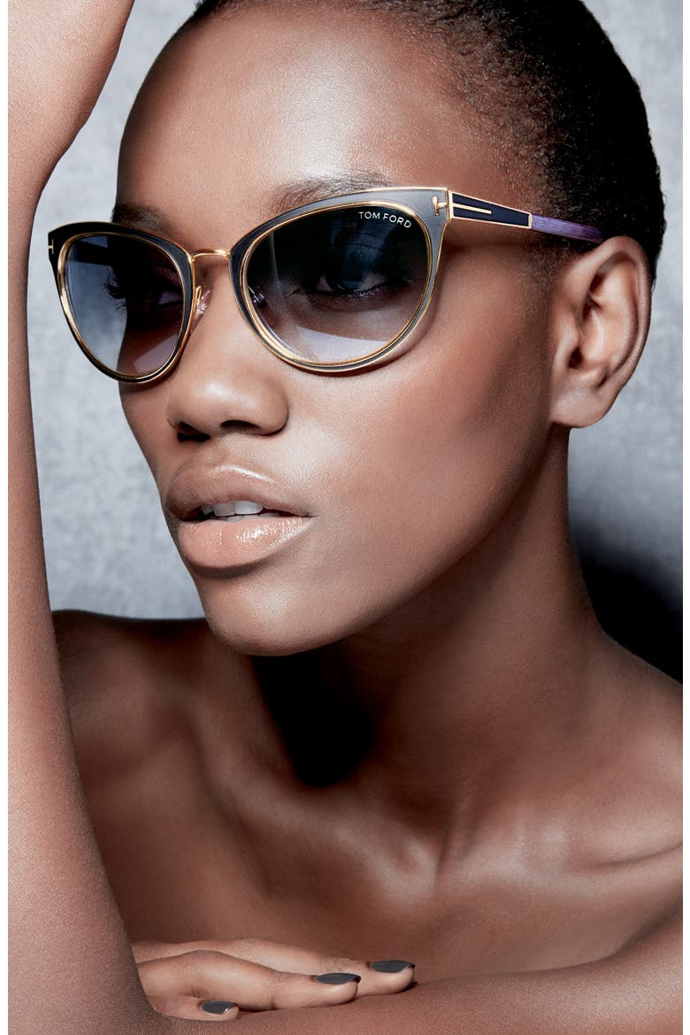 'Nina' 56mm Sunglasses, Alternate, color, BROWN/ ROSE GOLD