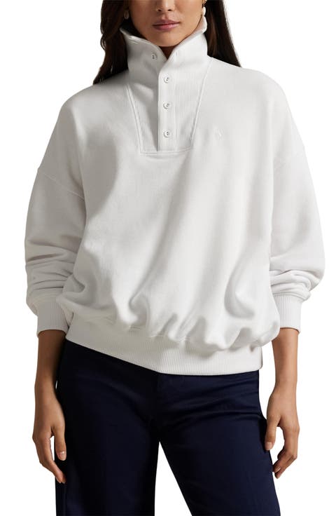Rib Trim Mock Neck Pullover