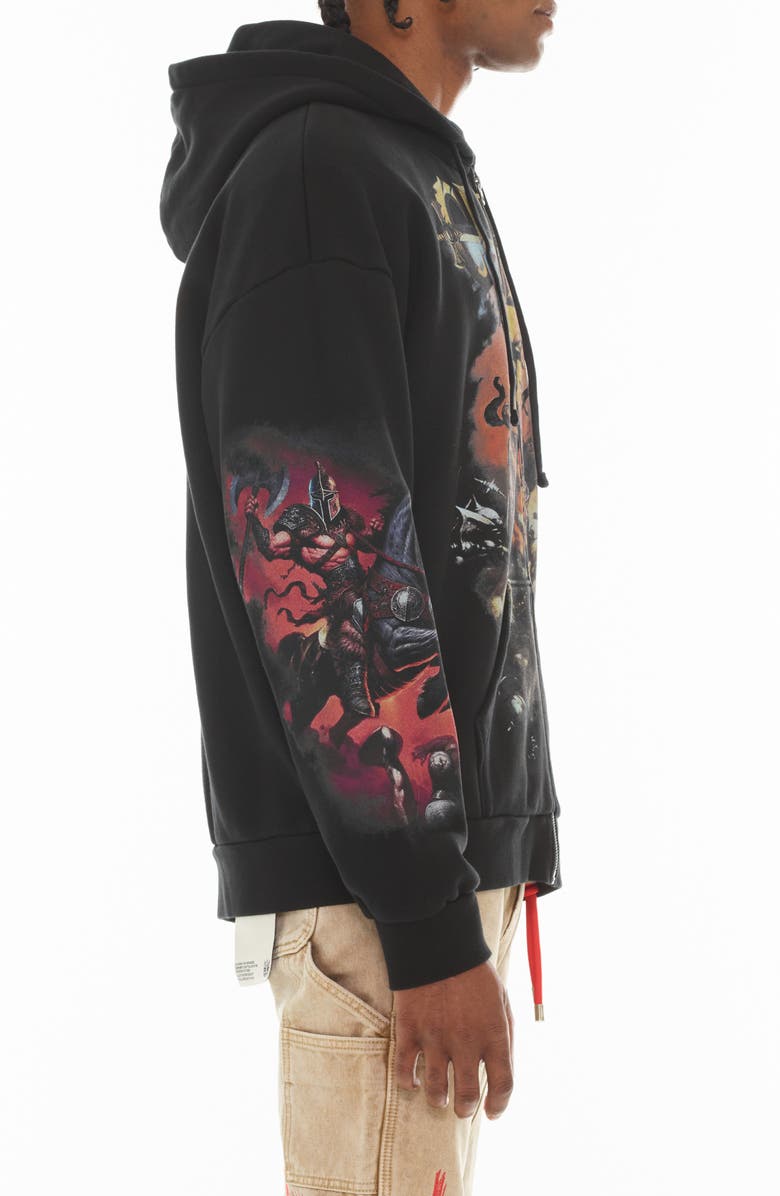 Cult of Individuality Horseman Full Zip Graphic Hoodie, Alternate, color, Black