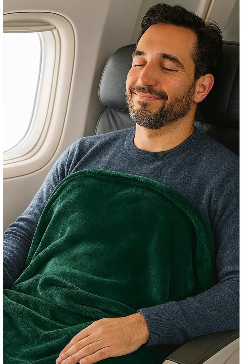 Comfort Fly 2-in-1 Travel Blanket & Pillow, Alternate, color, GREEN