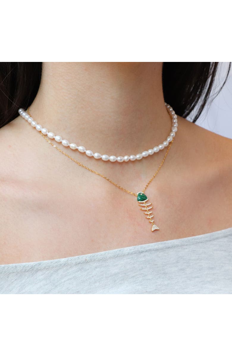 The Lovery Fine Jewelry Malachite Fish Necklace, Alternate, color, Malachite