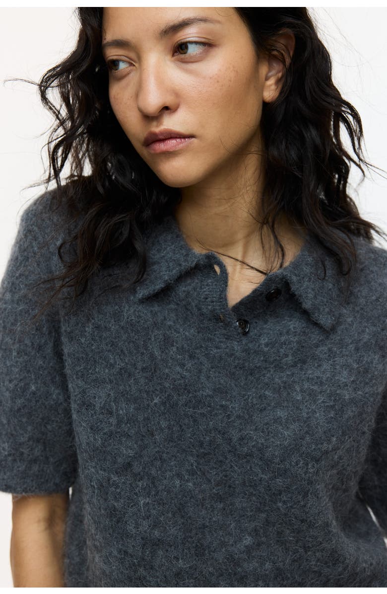 H&M Alpaca-blend Polo Shirt, Alternate, color, Dark Gray Melange