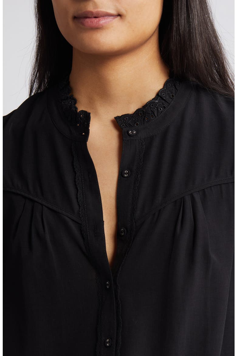 Eyelet Accent Top, Alternate, color, BLACK