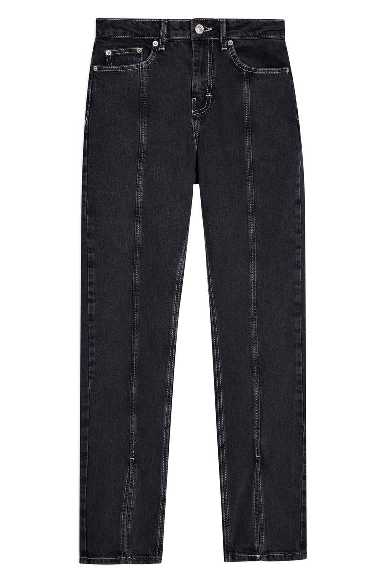 Considered Split Outseam High Waist Jeans, Alternate, color, WASHED BLACK