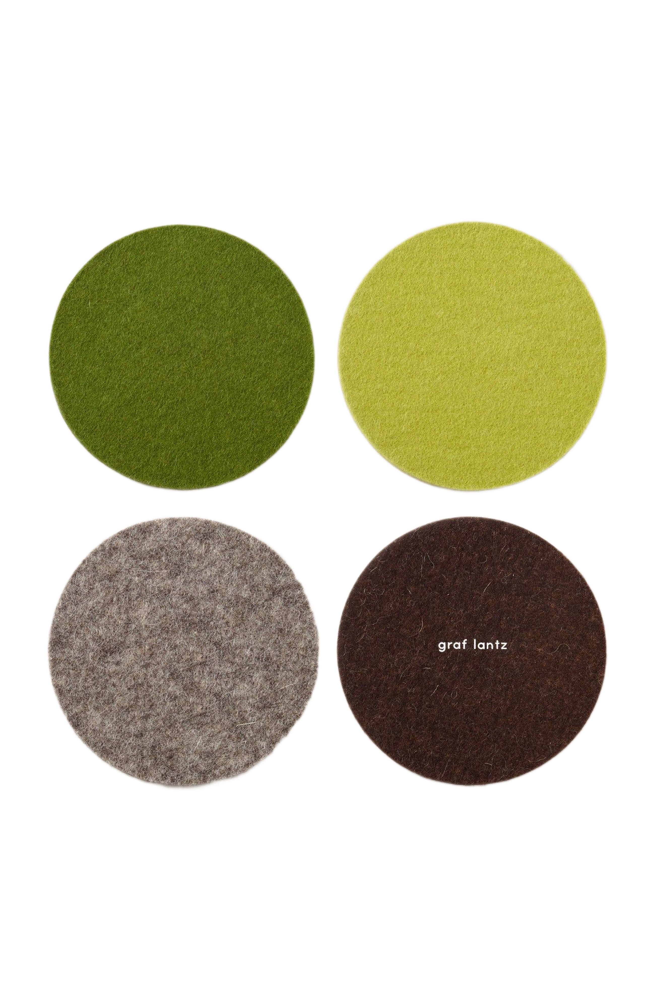 Graf Lantz Bierfilzl Merino Wool Round Coaster Solid 4 Pack - Forest, Medium