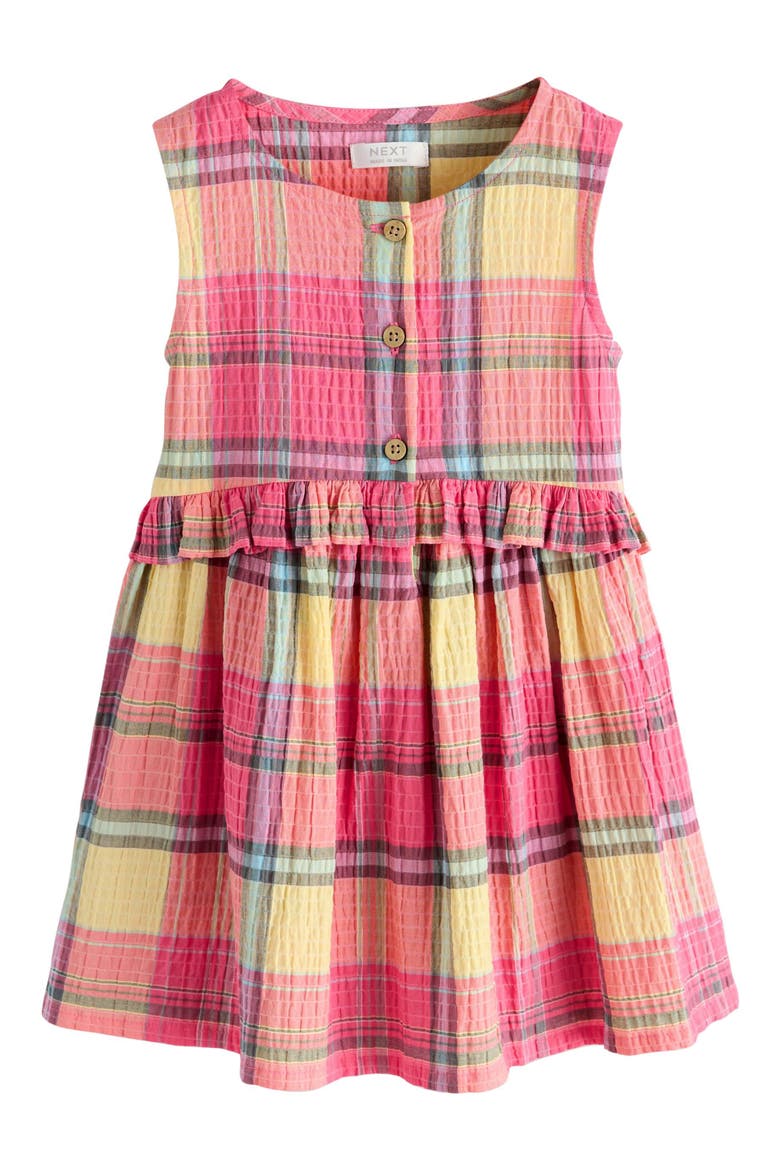 Kids' Check Print Sleeveless Dress, Main, color, PINK