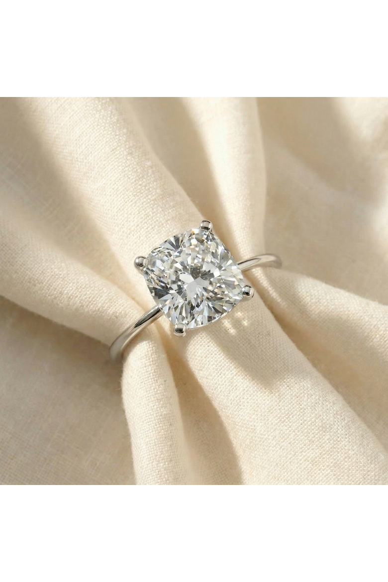 Certified 3Ct Cushion Diamond Solitaire Engagement Ring 14k Gold or Pt Lab Grown, Alternate, color, 14k White Gold