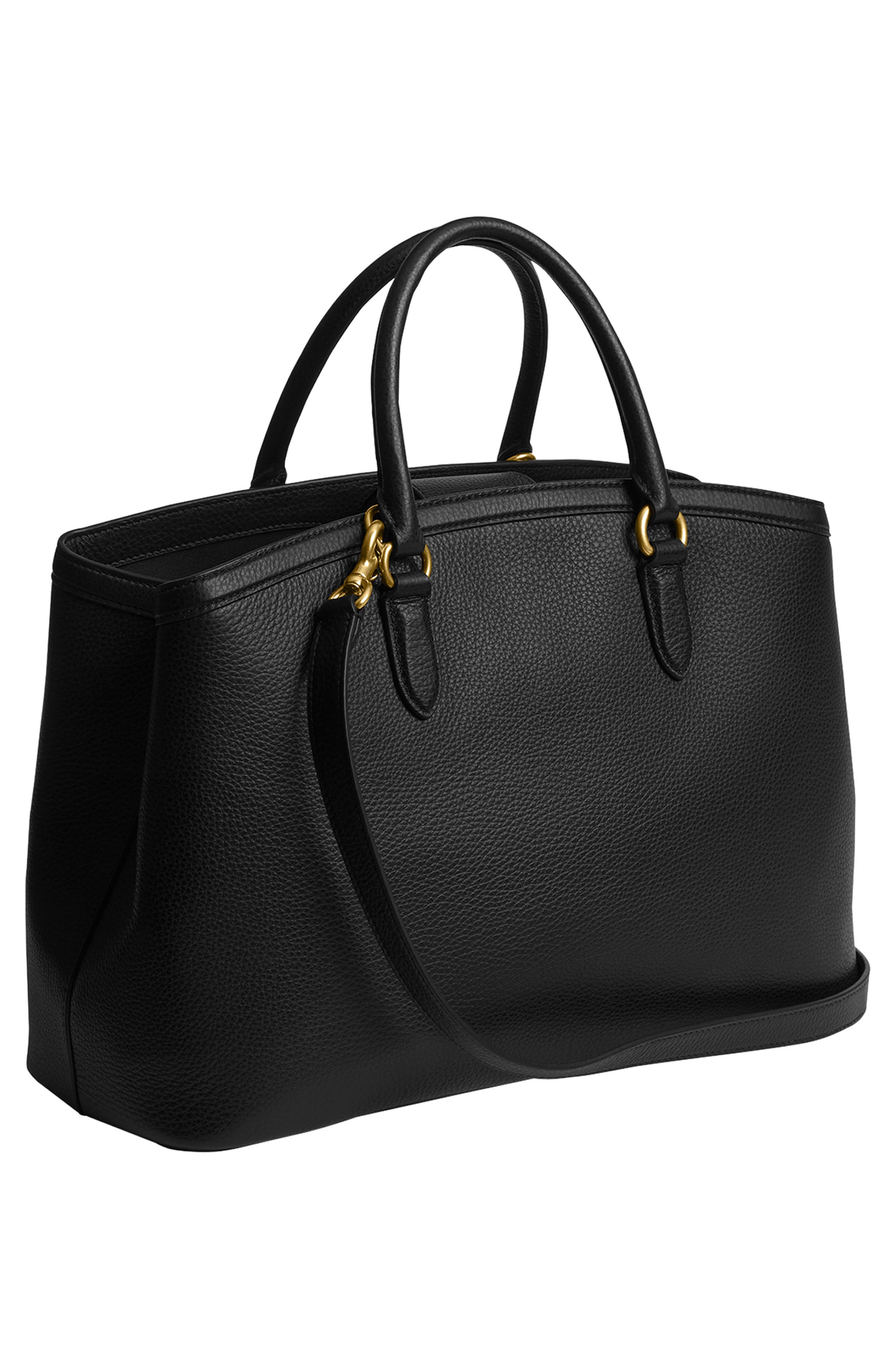 COACH Refined Pebble Leather Tote, Alternate, color, Black