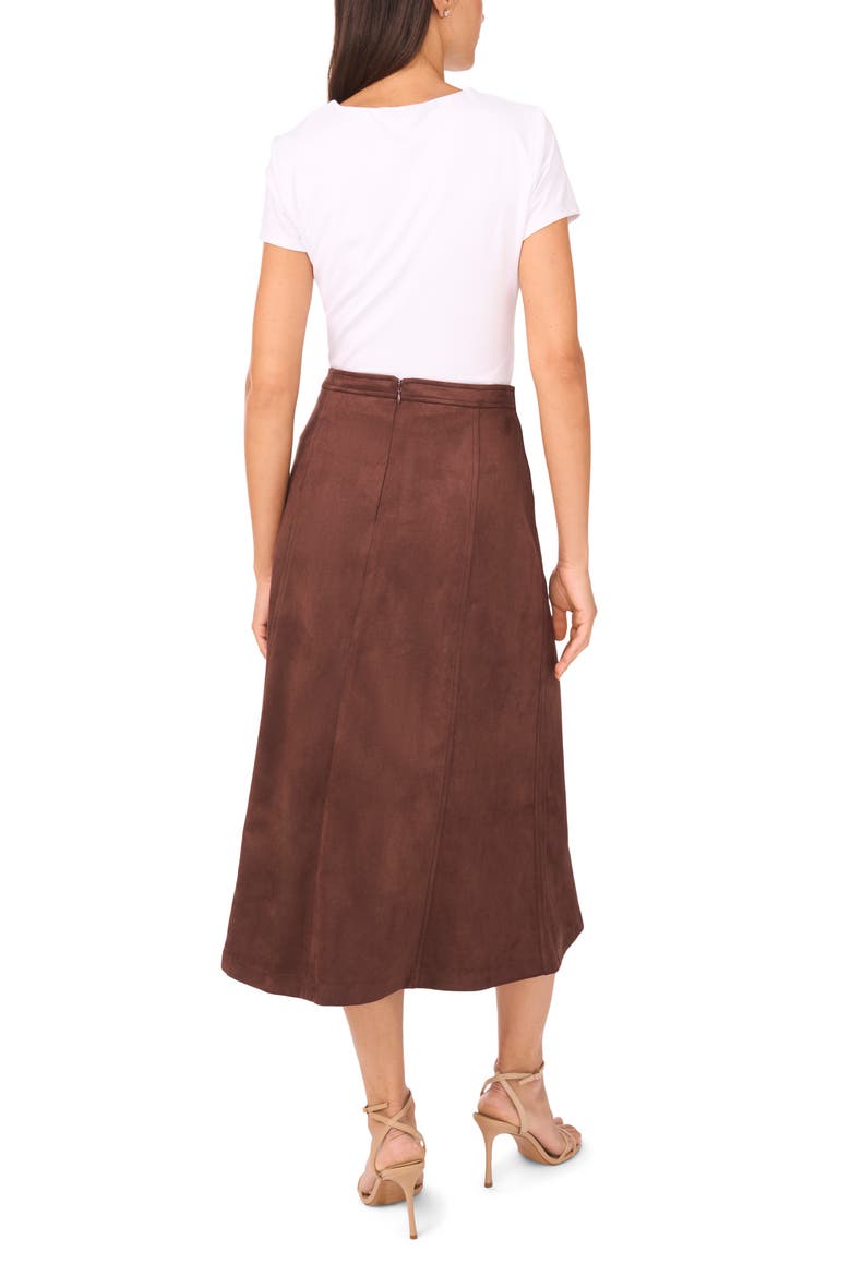 Faux Suede Faux Wrap Skirt, Alternate, color, CHOCOLATE