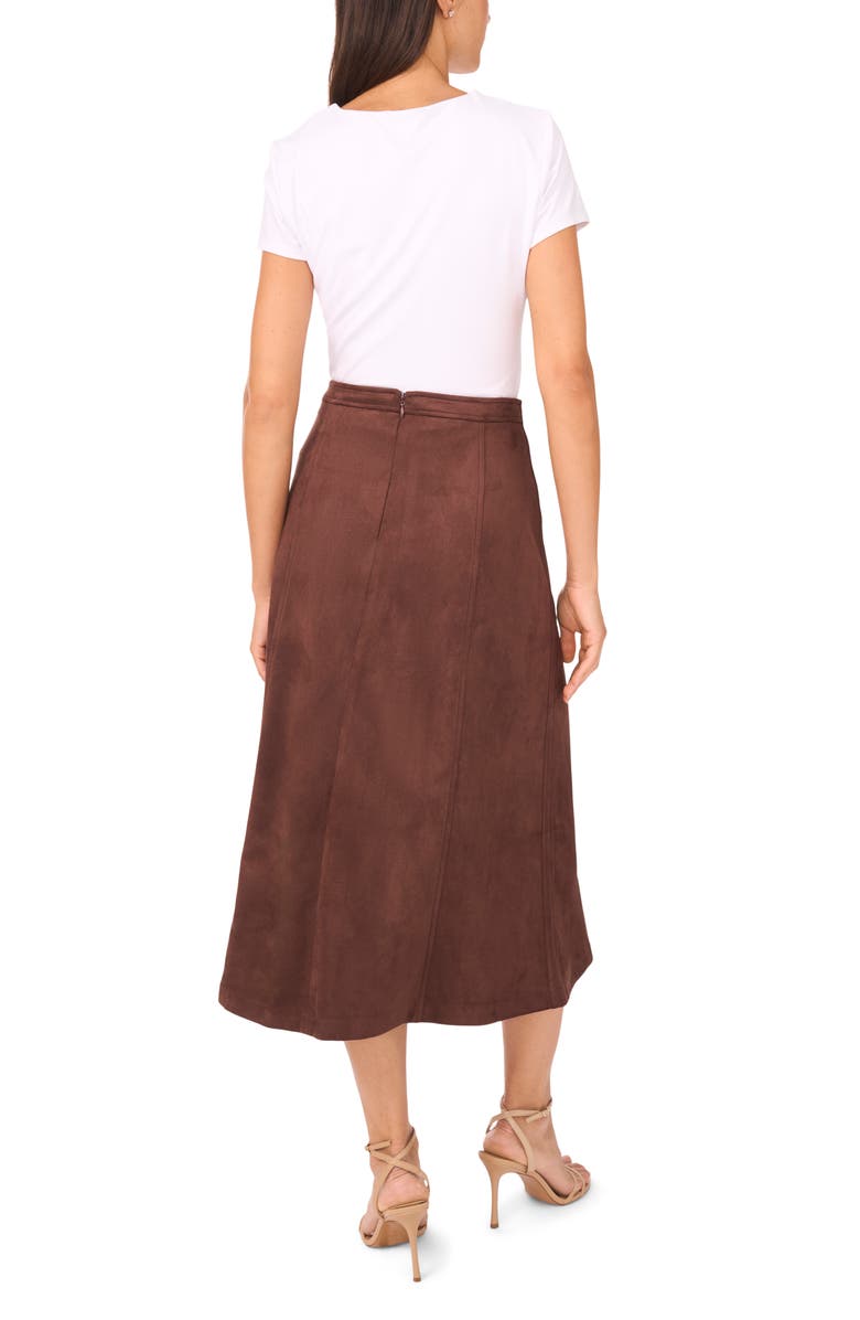 Halogen<sup>®</sup> Faux Suede Faux Wrap Skirt, Alternate, color, Chocolate