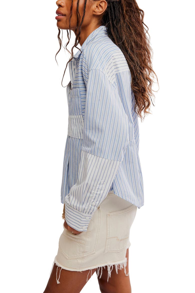 Annie Striped Babydoll Shirt, Alternate, color, IVORY COMBO