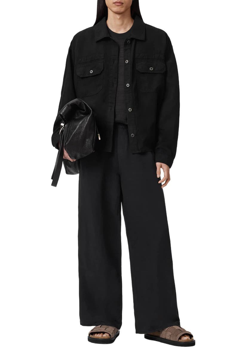 AllSaints Korten Wide Leg Pull-On Pants, Alternate, color, Black