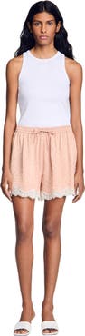 SANDRO Rhinestone shorts with lace