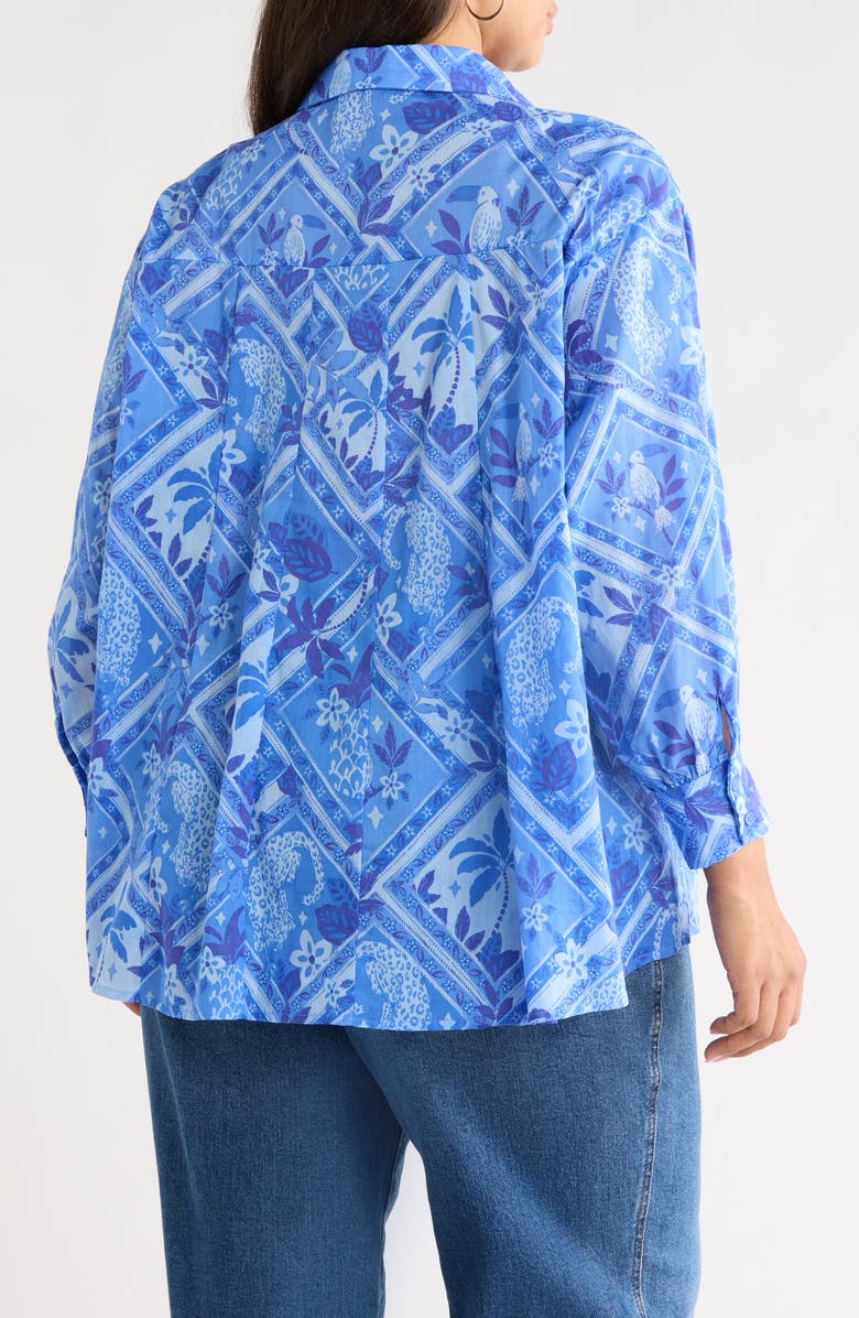 SUGARLIPS Kaidy Tropical Print Shirt, Alternate, color, Blue-Mul