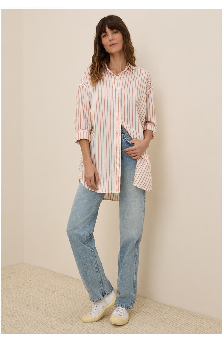 Pact Organic Cotton Sunset Lightweight Cotton Oversized Shirt, Alternate, color, Zuma Stripe